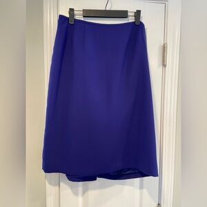 Evan Picone Suit Size 16P Bright Blue A Line Midi Skirt Back Slit Zip Lined
